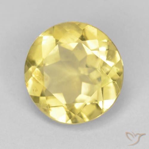 Berilo Amarillo medio natural de 1.69 ct, Redondo, VVS