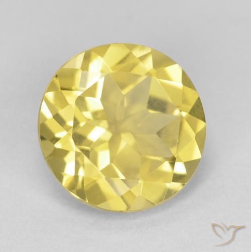 Berilo Amarillo miel claro natural de 1.59 ct, Redondo, VVS