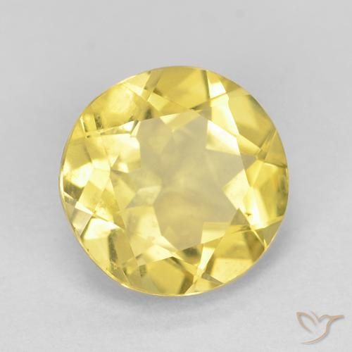 Berilo Amarillo miel claro natural de 1.58 ct, Redondo, VVS