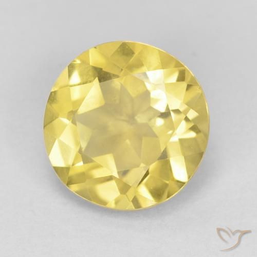 Berilo Amarillo medio natural de 1.65 ct, Redondo, VVS