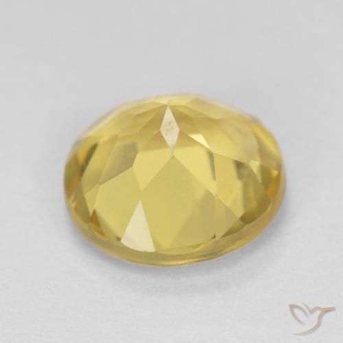 Berilo Amarillo medio natural de 1.65 ct, Redondo, VVS