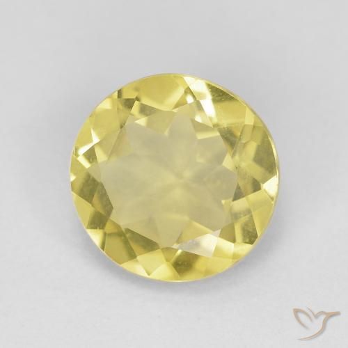 Berilo Amarillo medio natural de 1.65 ct, Redondo, VVS