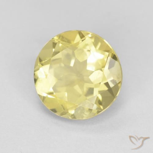 Berilo Amarillo claro natural de 1.64 ct, Redondo, VVS