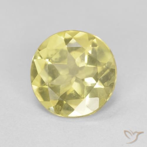 Berilo Amarillo piña claro natural de 1.48 ct, Redondo, VVS