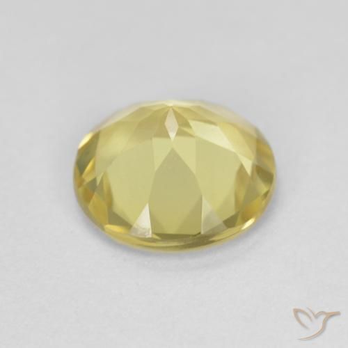 Berilo Amarillo piña claro natural de 1.48 ct, Redondo, VVS
