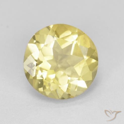 Berilo Amarillo dijón muy claro natural de 1.72 ct, Redondo, VVS