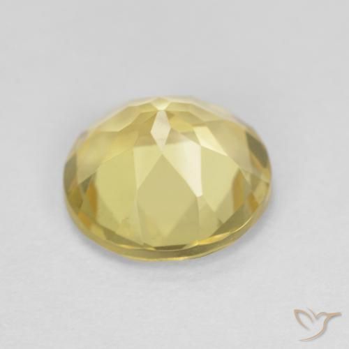 Berilo Amarillo dijón muy claro natural de 1.72 ct, Redondo, VVS