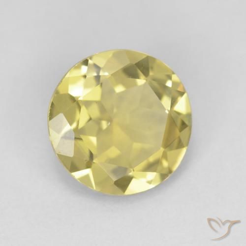 Berilo Amarillo terroso natural de 1.48 ct, Redondo, VVS