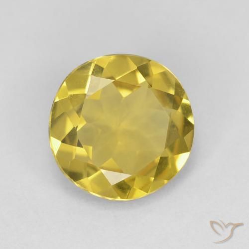 Berilo Dorado amarillento natural de 1.65 ct, Redondo, VVS