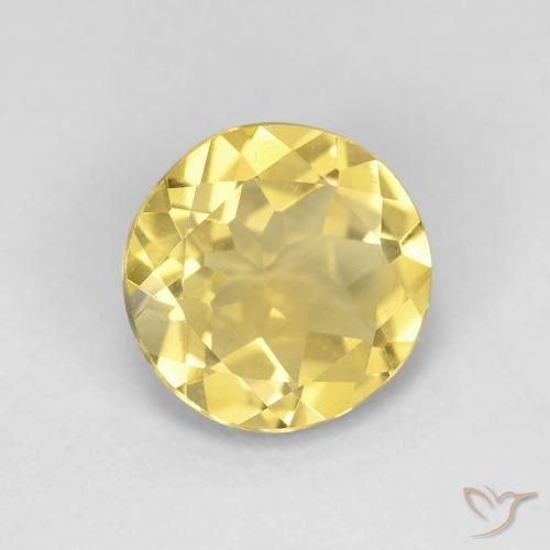 Berilo Medium Light-Yellow natural de 1.60 ct, Redondo, VVS