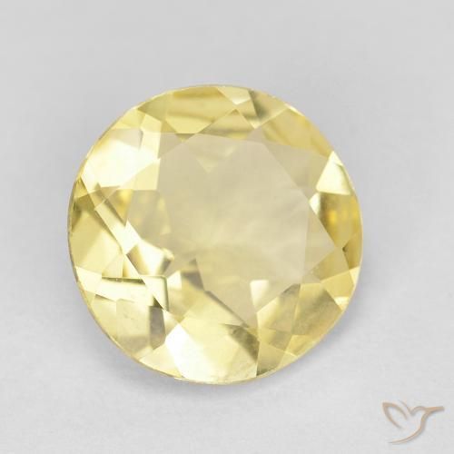 Berilo Amarillo terroso claro natural de 1.58 ct, Redondo, VVS