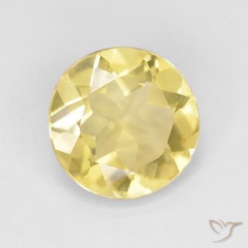 Berilo Amarillo terroso claro natural de 1.55 ct, Redondo, VVS