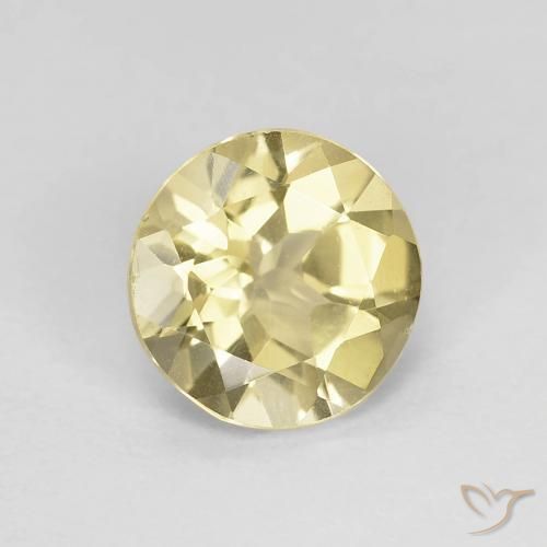 Berilo Amarillo terroso claro natural de 1.15 ct, Redondo, VVS