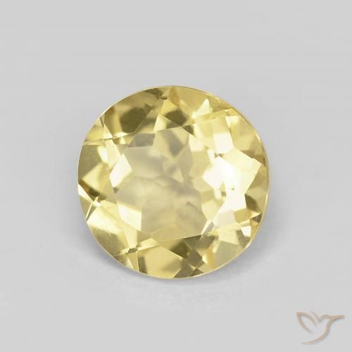 Berilo Amarillo terroso claro natural de 1.71 ct, Redondo, VVS