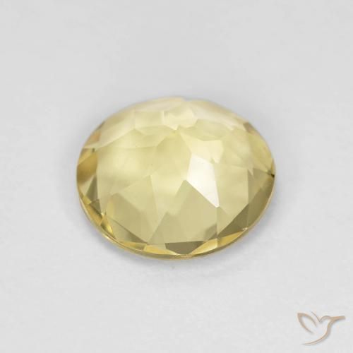 Berilo Amarillo dijón muy claro natural de 1.45 ct, Redondo, VVS