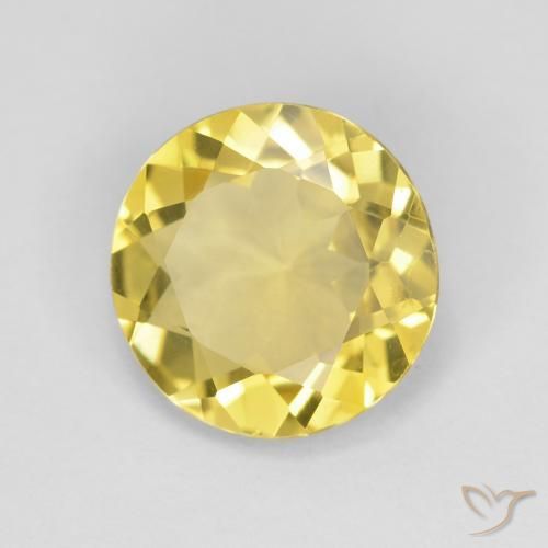 Berilo Medium Light-Yellow natural de 1.94 ct, Redondo, VVS