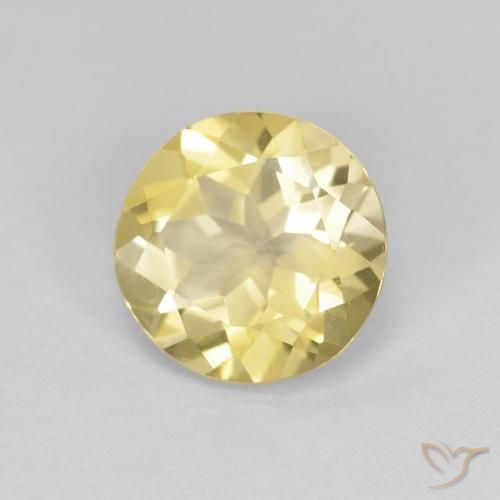 Berilo Amarillo-dorado claro natural de 1.55 ct, Redondo, VVS