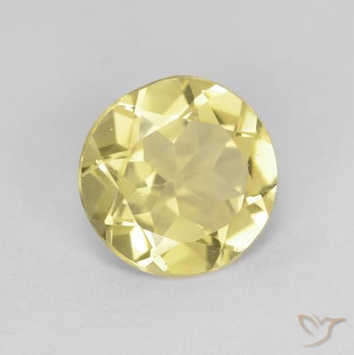 Berilo Medium Light-Yellow natural de 1.61 ct, Redondo, VVS-VS