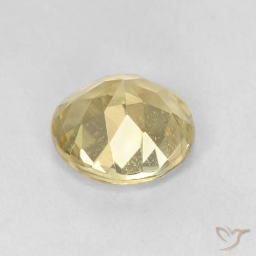 Berilo Amarillo dijón muy claro natural de 1.53 ct, Redondo, VS