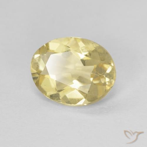 Berilo Amarillo dijón muy claro natural de 1.45 ct, Ovalada, VVS