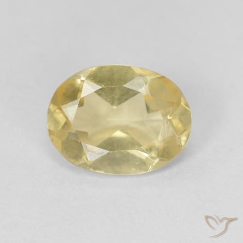 Berilo Amarillo dijón muy claro natural de 1.10 ct, Ovalada, VVS-VS