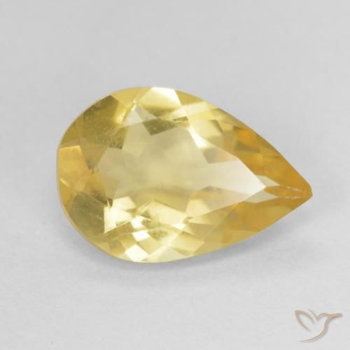 Berilo Amarillo miel natural de 1.39 ct, En forma de pera, VVS-VS