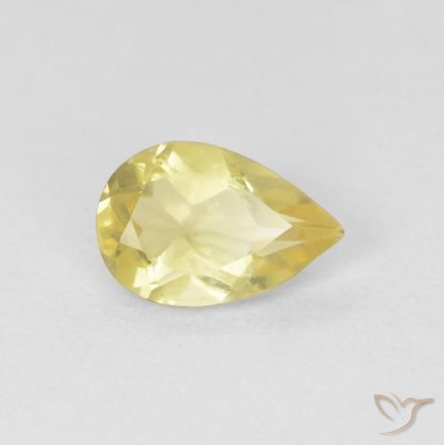 Berilo Amarillo terroso claro natural de 0.77 ct, En forma de pera, VVS-VS