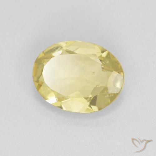 Berilo Amarillo dijón muy claro natural de 1.33 ct, Ovalada, VS