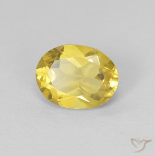 Berilo Amarillo miel claro natural de 1.32 ct, Ovalada, VVS