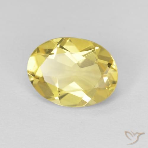 Berilo Amarillo miel claro natural de 1.74 ct, Ovalada, VVS