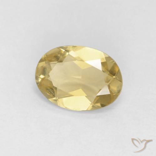 Berilo Amarillo dijón muy claro natural de 0.97 ct, Ovalada, VVS
