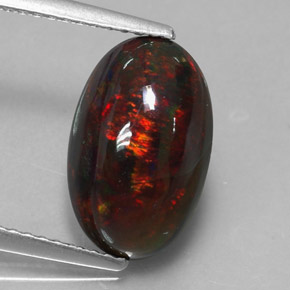 Ópalo negro multicolor natural de 2,60 ct, corte óvalo, opaco