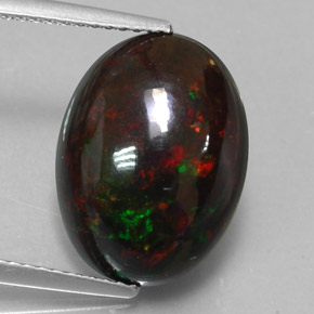 Ópalo negro multicolor natural de 4,47 ct, corte óvalo, opaco