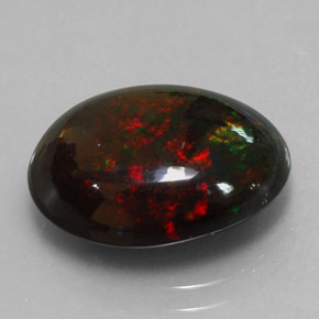 Ópalo negro multicolor natural de 4,47 ct, corte óvalo, opaco