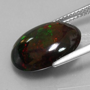 Ópalo negro multicolor natural de 4,47 ct, corte óvalo, opaco