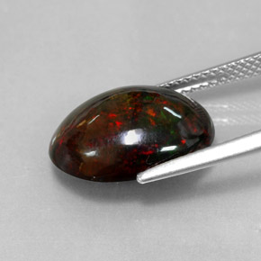 Ópalo negro multicolor natural de 4,33 ct, corte óvalo, opaco