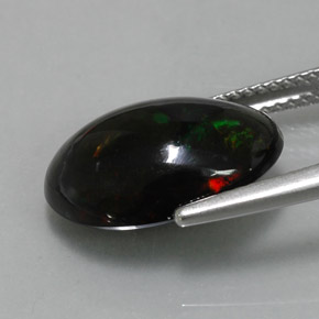 Ópalo negro multicolor natural de 4,34 ct, corte óvalo, opaco