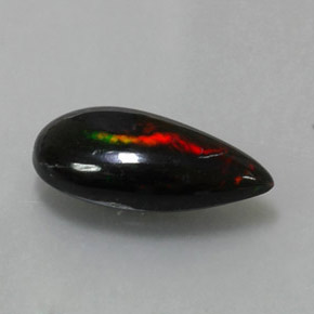 Ópalo negro multicolor natural de 2,19 ct, en forma de pera, opaco