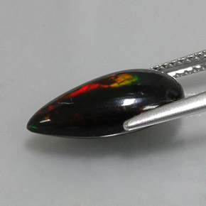 Ópalo negro multicolor natural de 2,19 ct, en forma de pera, opaco