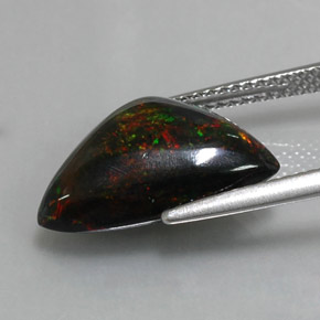 Ópalo negro multicolor natural de 3,94 ct, trillón, opaco