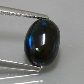 Ópalo negro multicolor natural de 1,62 ct, corte óvalo, opaco