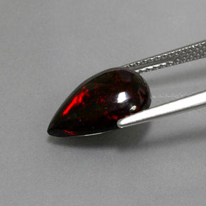 Ópalo negro multicolor natural de 2,18 ct, en forma de pera, opaco