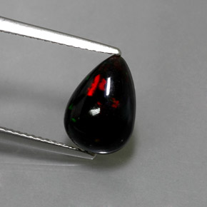 Ópalo negro multicolor natural de 1,72 ct, en forma de pera, opaco