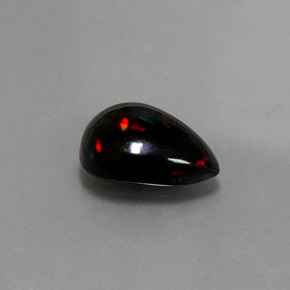 Ópalo negro multicolor natural de 1,72 ct, en forma de pera, opaco