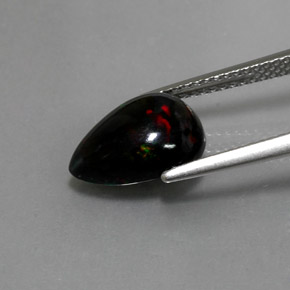 Ópalo negro multicolor natural de 1,72 ct, en forma de pera, opaco