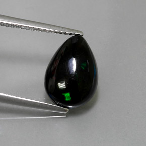 Ópalo negro multicolor natural de 2,38 ct, en forma de pera, opaco