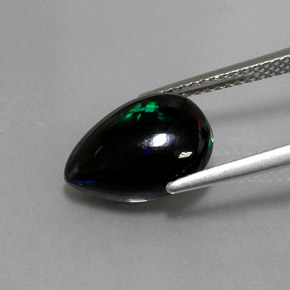 Ópalo negro multicolor natural de 2,38 ct, en forma de pera, opaco