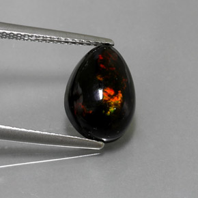 Ópalo negro multicolor natural de 2,10 ct, en forma de pera, opaco