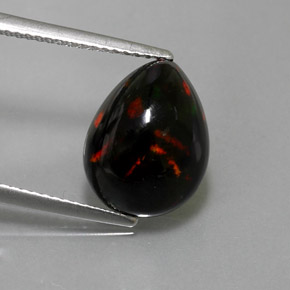 Ópalo negro multicolor natural de 2,96 ct, en forma de pera, opaco