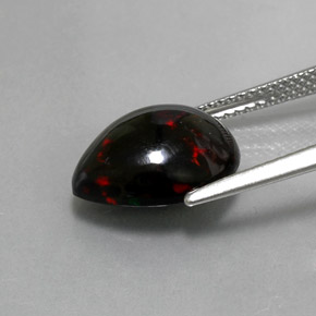 Ópalo negro multicolor natural de 2,96 ct, en forma de pera, opaco